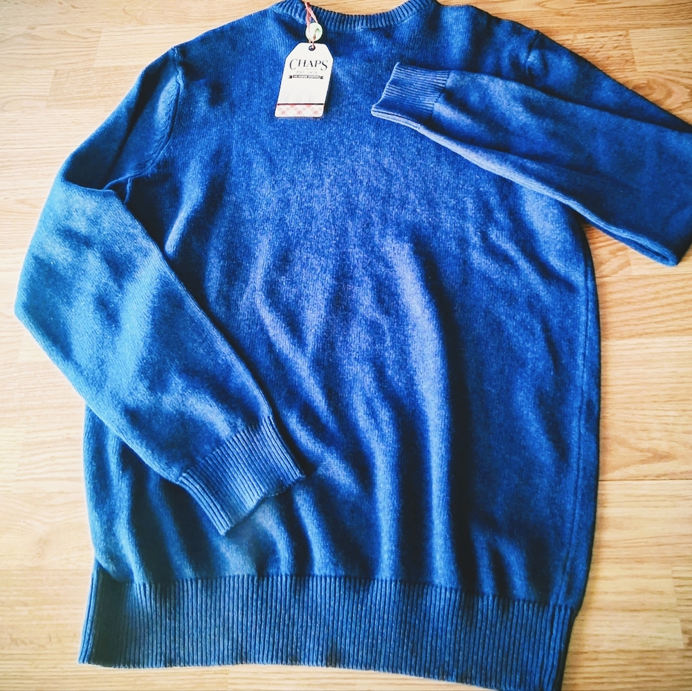 CHAPS NWT Mens Sweater, blue Crewneck, Sz M, MSRP $60 - Picture 8 of 8
